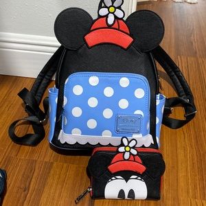 Disney Loungefly Minnie Mouse Backpack and Wallet